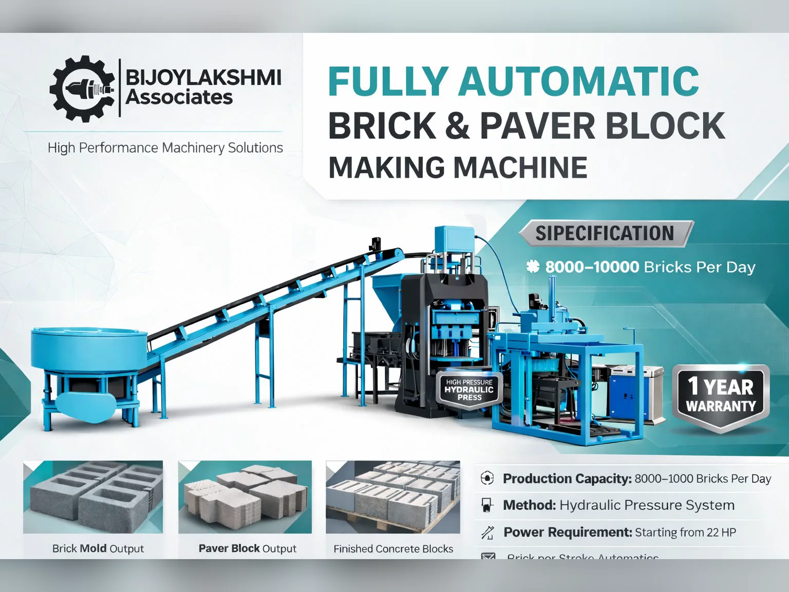 Fully automatic brick and paver block making machine